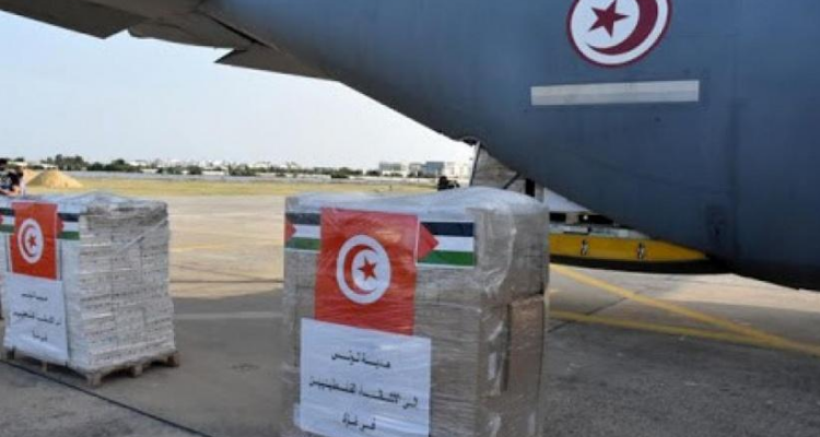 تونس ترسل طائرة  مساعدات الى الشعب الفلسطيني