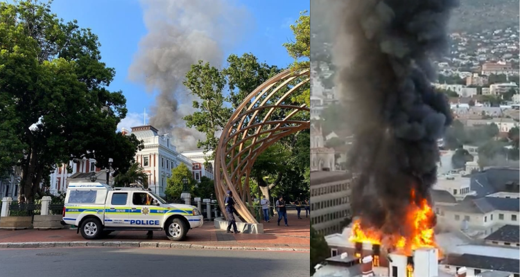 حريق ضخم في مقر برلمان جنوب افريقيا