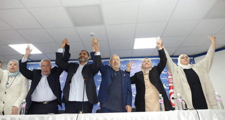 راشد الغنوشي يجتمع  بقيادات النهضة في مونبليزير