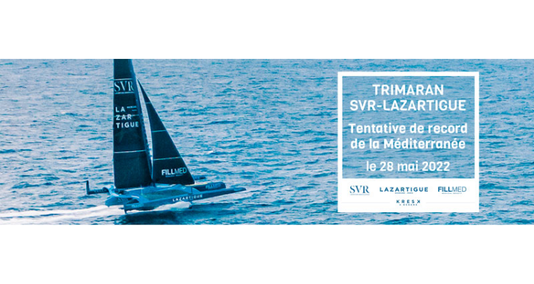 LE TRIMARAN SVR LAZARTIGUE S'ÉLANCE POUR UNE TENTATIVE DU RECORD DE LA MÉDITERRANÉE