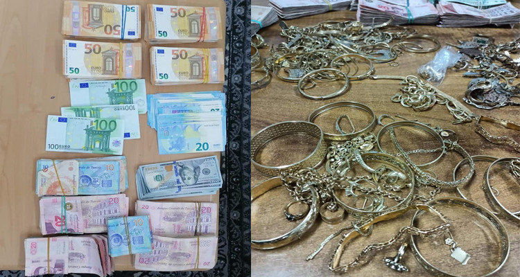 الديوانة: حجز مبالغ مالية وكميّة من المصوغ المهرب بقيمة 312 ألف دينار
