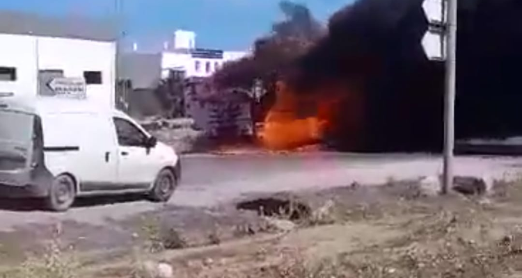 منوبة: احتراق شاحنة لنقل الاسفلت بسيدي علي الحطاب