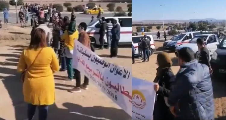 سليانة: مجموعة من المعلمين النواب يغلقون الطريق