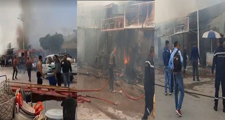 اندلاع حريق هائل في'' سوق الحنة'' بقابس