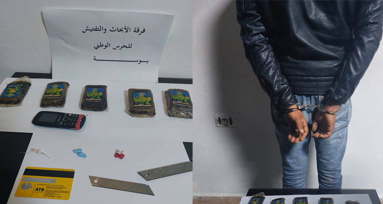 سوسة: القبض على شخص مفتش عنه وحجز 5 صفائح من القنب الهندي لديه