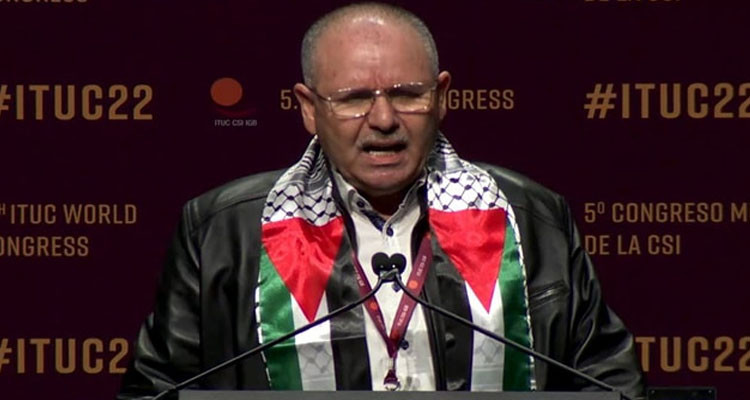 الطبوبي يؤكد دعم الاتحاد العام التونسي للشغل للقضية الفلسطينية