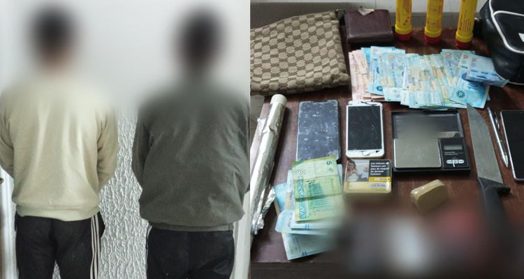 الكاف: الإحتفاظ  بنفرين وحجز كمية من مخدر القنب الهندي