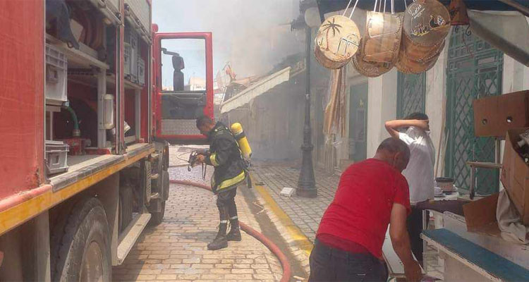 اندلاع حريق بسوق الصناعات التقليدية بنابل