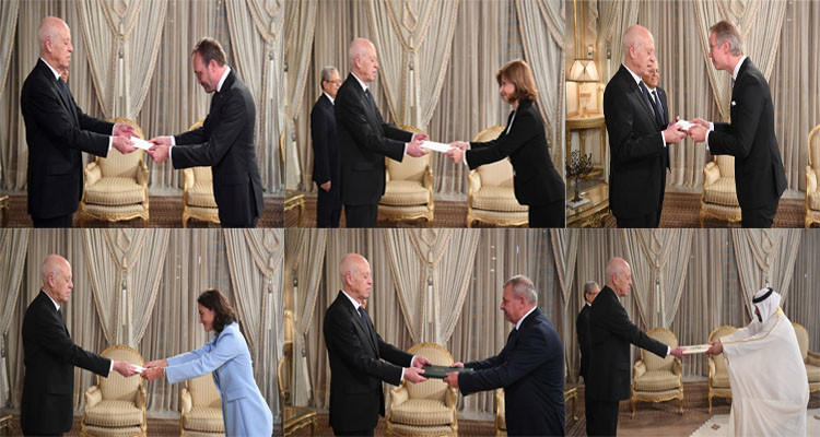 Tunisian President receives the credentials of six new foreign ambassadors