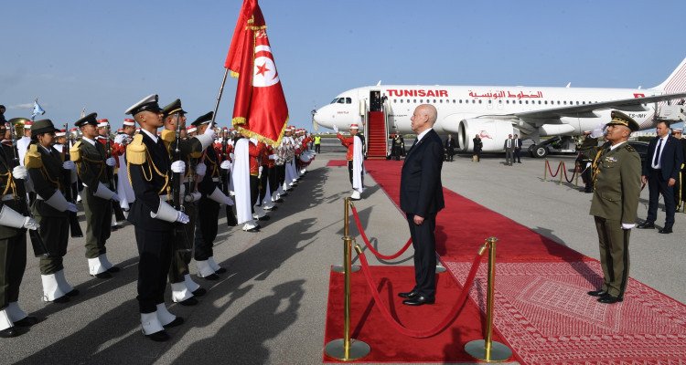 The President Saied arrives to Tunis after his visit to Washington