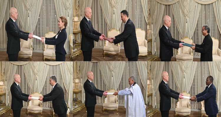 Tunisian President Receives the Credentials of Six New Foreign Ambassadors