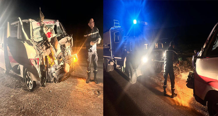 سيدي بوزيد: تسجيل 6 إصابات في حادث اصطدام سيارة أجرة بجرار فلاحي