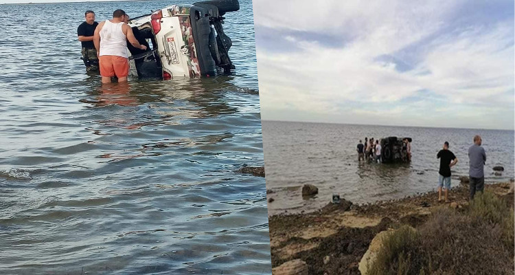 البقالطة: انقلاب سيارة تابعة للحرس الوطني وسقوطها في البحر 