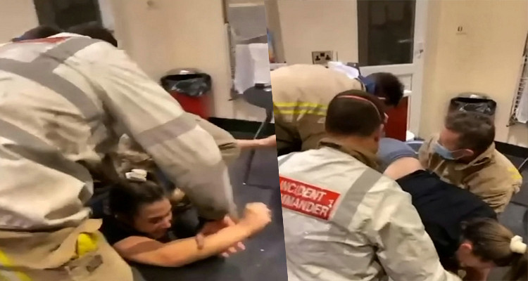 تخليص فتاة بشق الأنفس بعد أن علقت داخل آلة غسيل الملابس (فيديو) 