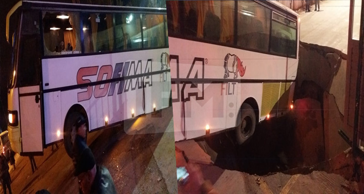 بن عروس: حفرة ''تبتلع'' الجزء الخلفي لحافلة لنقل العملة