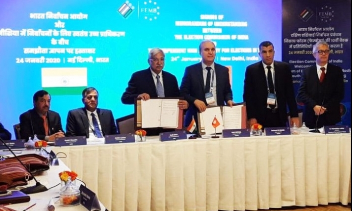 امضاء اتفاقية تعاون بين هيئة الانتخابات ولجنة الانتخابات بالهند