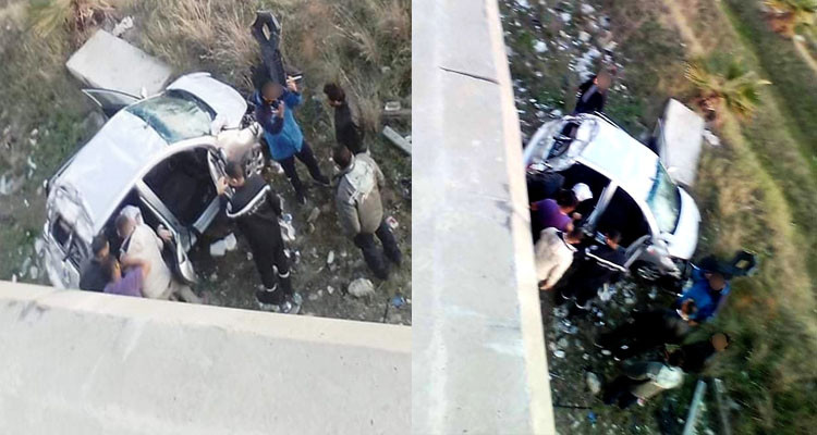 حادث سقوط سيارة من جسر رادس حلق الوادي يخلف 4 مصابين