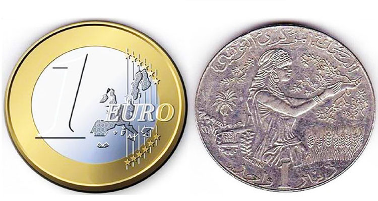 البنك المركزي: ارتفاع طفيف لسعر صرف الدينار مقابل الأورو في فيفري 2021