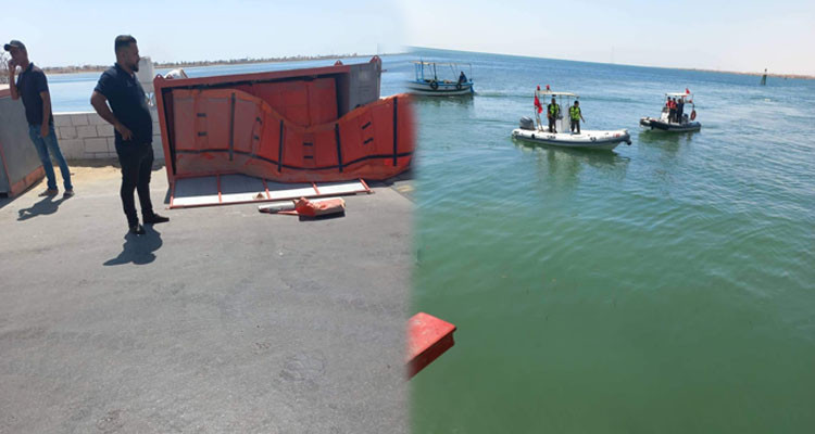 تطويق مكان غرق مركب الصيد البحري بأجيم تحسبا لإمكانية تسرب محروقات