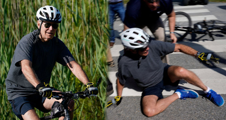 الرئيس الأمريكي بايدن يتعرض إلى حادث أثناء قيادة دراجته الهوائية 