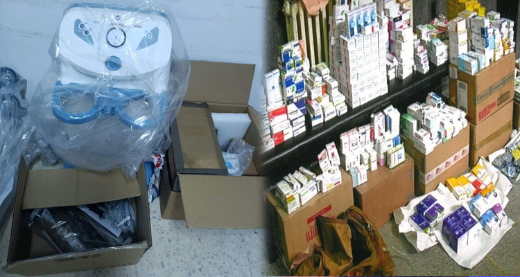 نابل-قربة: مداهمة مستودع وحجز معدات طبية وشبه طبية وأدوية بقيمة 140 مليون
