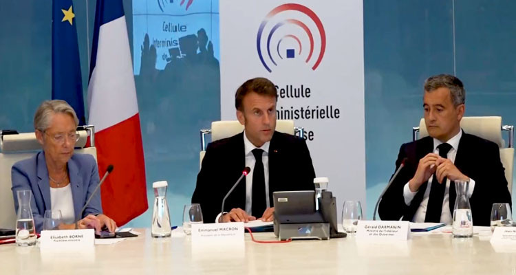 ماكرون يتوعد المخربين بالصرامة ويعلن إلغاء الحفلات والتظاهرات