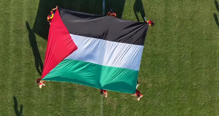 العلم الفلسطيني حاضر في مباراة الترجي ومستقبل سليمان الودية