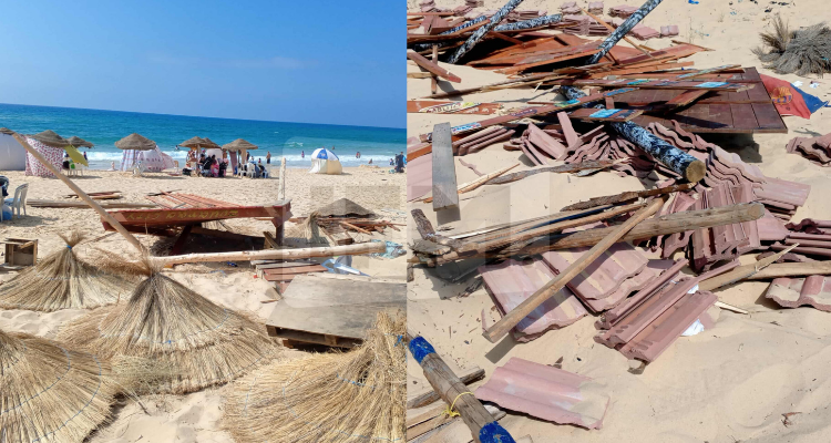 باجة: ازالة وحجز واقيات شمسية ومساقف في شاطئ الزوارع بنفزة