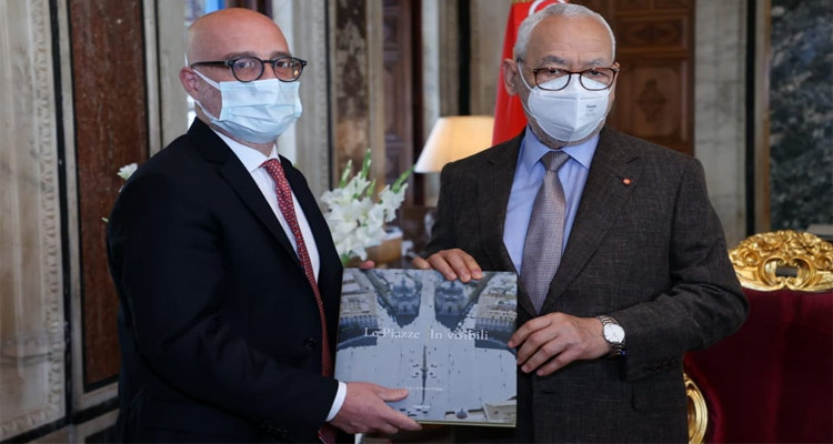 راشد الغنوشي وسفير ايطاليا بتونس