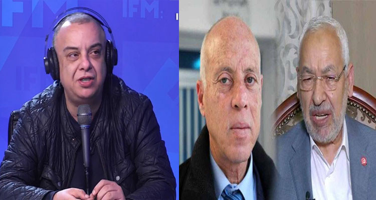 حاتم بلحاج وراشد الغنوشي وقيس سعيد