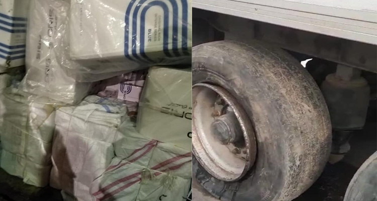 معبر رأس جدير: إحباط محاولة تهريب كمية من السجائر مخفية داخل عجلات شاحنة