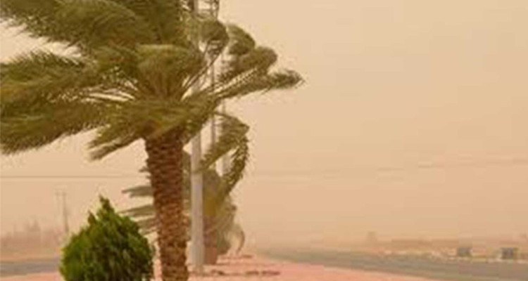 رياح قوية مع حرارة