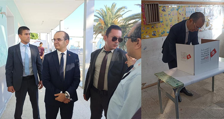رئيس هيئة الانتخابات يدلي بصوته في الاستفتاء بالمدرسة الابتدائية الجمهورية بزاوي