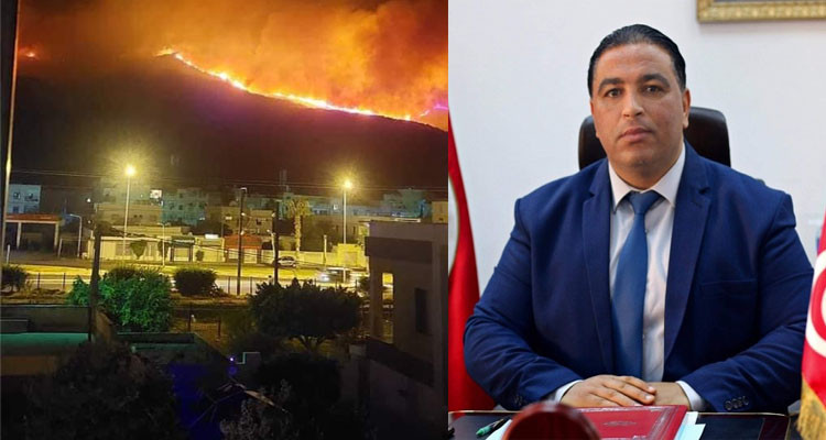 حريق جبل برج السدرية ووالي بن عروس