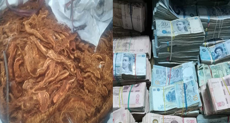 الديوانة تحجز  بضائع مهربة ومبلغا ماليا بقيمة 960 ألف دينار