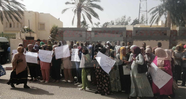 أعوان وعملة شركة البستنة بقبلي يحتجون