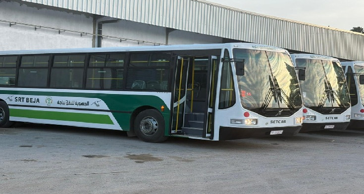 خمس حافلات جديدة تعزز أسطول شركة النقل بباجة