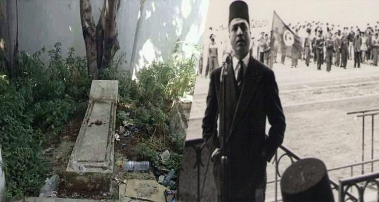 ضريح المناضل الوطني علي بلهوان محاط بالأوساخ والفضلات 