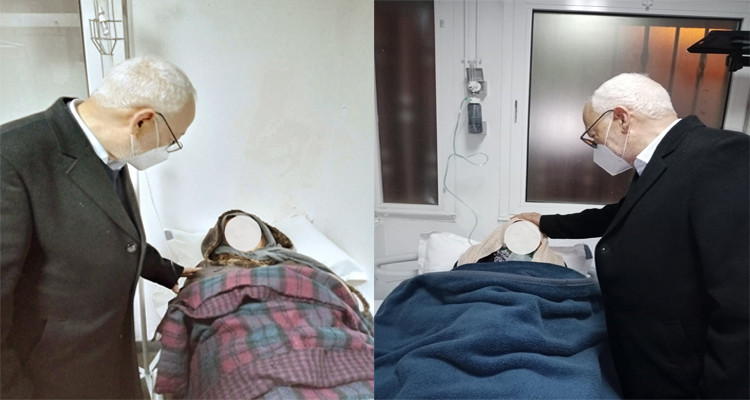 راشد الغنوشي يعود مصابي حادثة حرق المقر المركزي