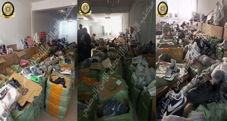 مداهمة مخزن عشوائي حجز أحذية وملابس بقيمة 800 ألف دينار 