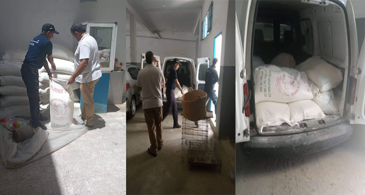 فرق المراقبة تضبط 1150 كغ من الفارينة المدعمة مخفية بمأوى للسيارات 