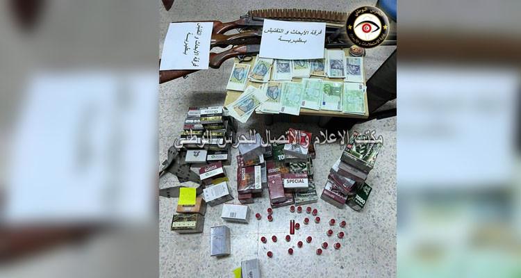 الحرس الوطني يضبط  بنادق وخراطيش وأموالا مزيفة في أعقاب عمليتي مداهمة 