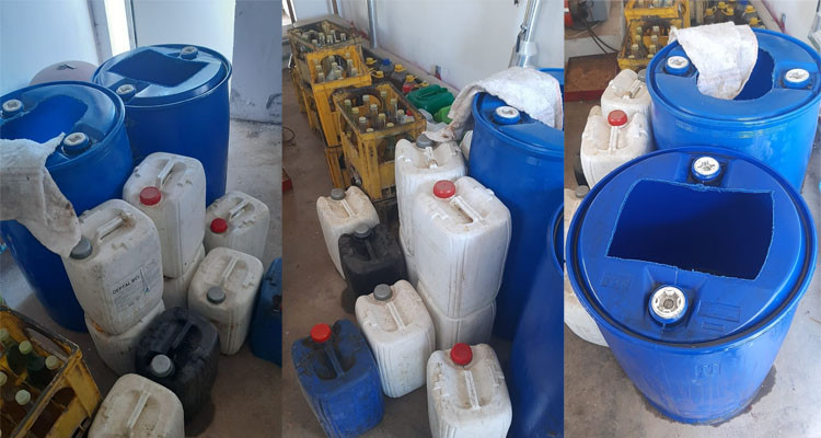 مداهمة منزل والعثور داخل على  600 لتر من الزيت المدعم 