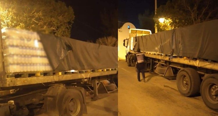 ضبط شاحنة كانت محملة بقرابة 27 ألف لترا من الحليب نصف الدسم 