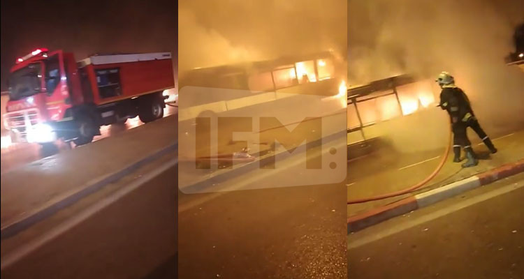 مفتاح سعد الله: النيران تلتهم إحدى حافلات شركة نقل تونس 