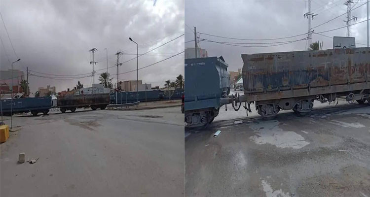 قطار نقل الفسفاط  المتعطل يحوّل مدينة المتلوي إلى قسمين معزولين 