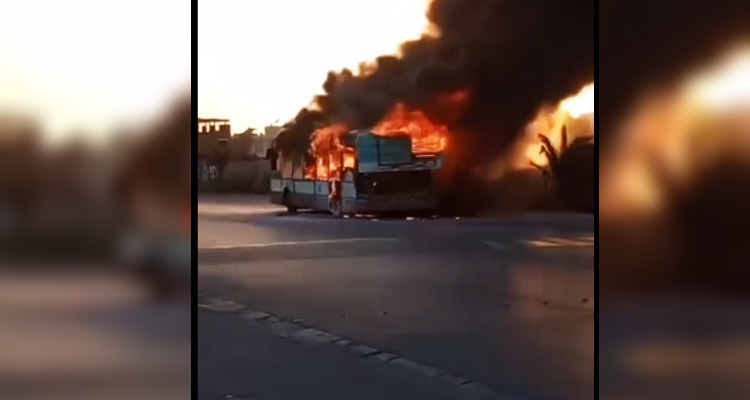 النيران تلتهم حافلة تابعة للشركة الجهوية للنقل بصفاقس 