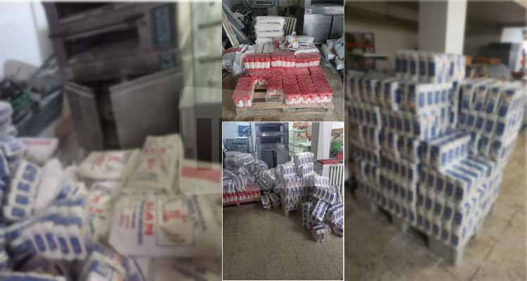 ضبط كميات من الفارينة والسكر والحليب داخل فضاء عشوائي لصنع المرطبات