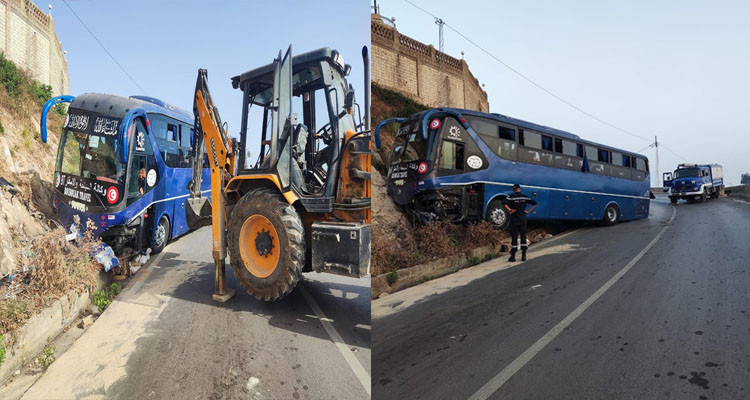 طبرقة: انزلاق حافلة سياحية وارتطامها بمنحدر