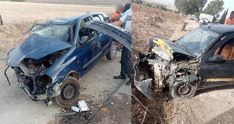 خمسة مصابين اثنان منهم حالتهم حرجة في حادث تصادم سيارتين 